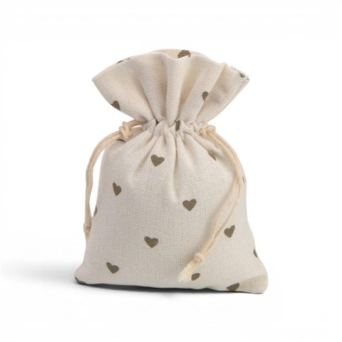 SACCHETTO POLY AVORIO CON CUORI BROWN PC